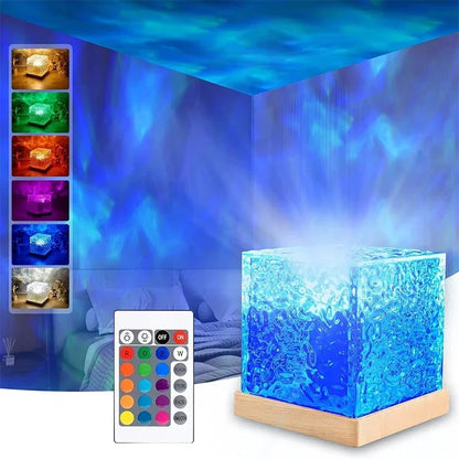 Ocean Wave Projector Light with 16 Color Options - Midnight Aura Aurora Glow Lamp for Home, Office, Bar, and Restaurant Ambiance