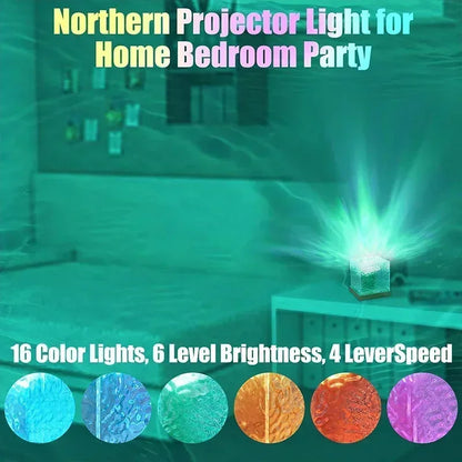 Ocean Wave Projector Light with 16 Color Options - Midnight Aura Aurora Glow Lamp for Home, Office, Bar, and Restaurant Ambiance